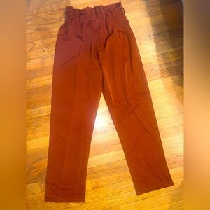 SHEIN Tan Pants Polyester Slacks Small w/ Elastic Waist, High Waist, Belt Loops